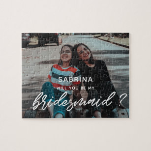 Modern Will you be my bridesmaid photo Jigsaw Puzzle