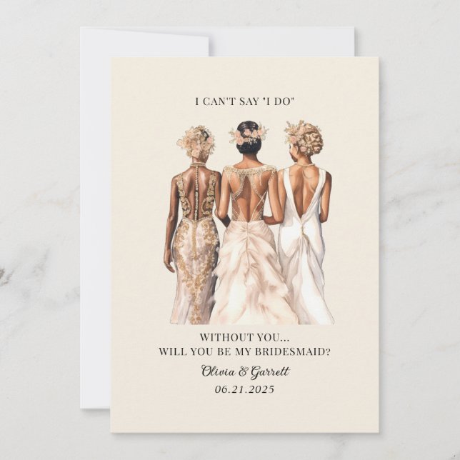 Modern Will You Be My Bridesmaid Proposal Invitation (Front)
