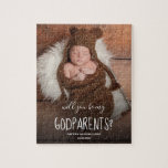 Modern Will You Be My Godparents Baby Jigsaw Puzzle at Zazzle