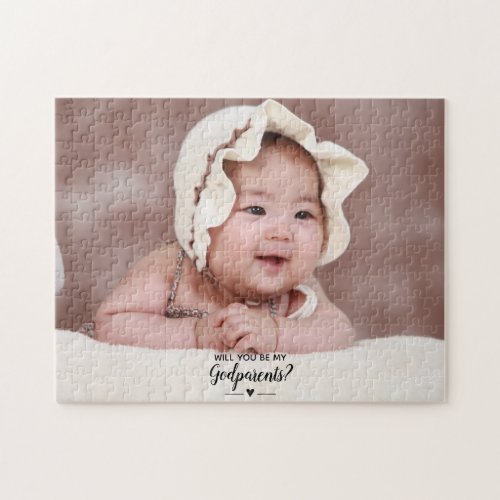 Modern Will You Be My Godparents Photo Jigsaw Puzzle