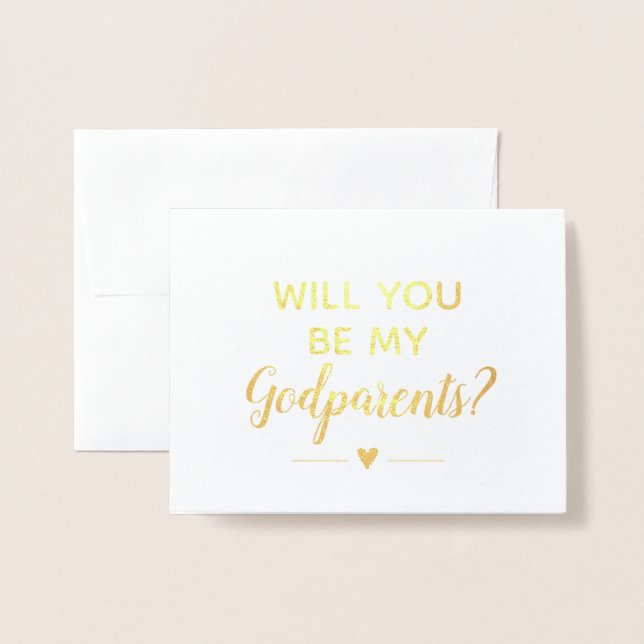 Modern Will You Be My Godparents Proposal Foil Card (Front With Envelope)