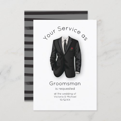 Modern will you be my Groomsman Suit  Tie Invitation