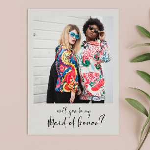 Modern Will you be my maid of honor photo card