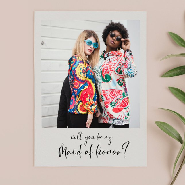 Modern Will you be my maid of honor photo card (Creator Uploaded)