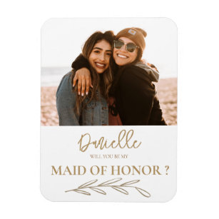 Modern Will You Be My Maid of Honor Photo Magnet