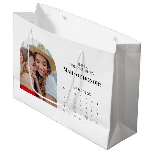 Modern Will You Be My Maid Of Honor Proposal Large Gift Bag