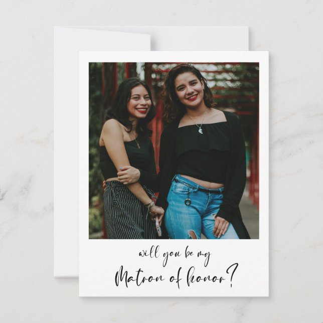 Modern Will you be my matron of honor photo card (Front)