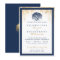 Modern Willow Tree Navy Gold Wedding Invitation