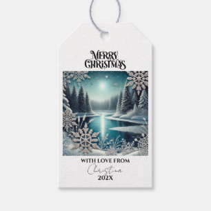Modern Winder Wonderland Snow Flakes Gift Tags