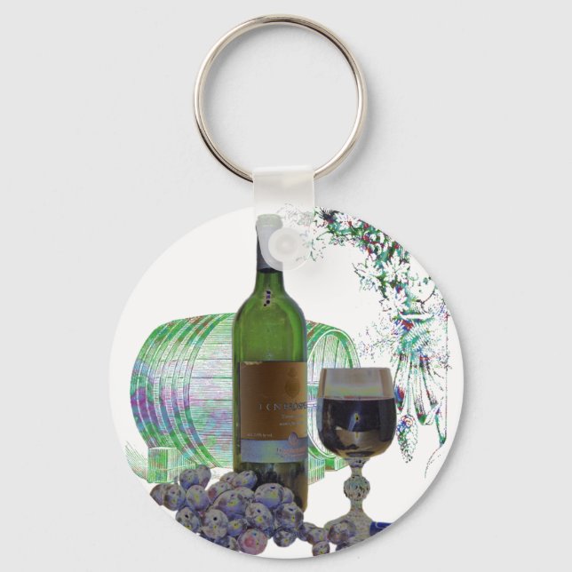 Modern Wine and Grapes Art Keychain (Front)