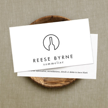 Modern Wine Bottle Logo Sommelier White Business Card by sm_business_cards at Zazzle