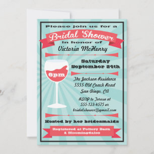Modern Wine Bridal Shower Party Invitations