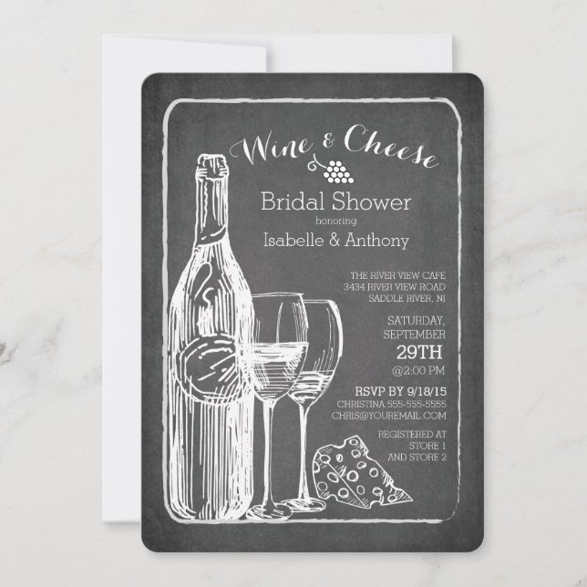 Modern Wine & Cheese Bridal Shower Invitation (Front)