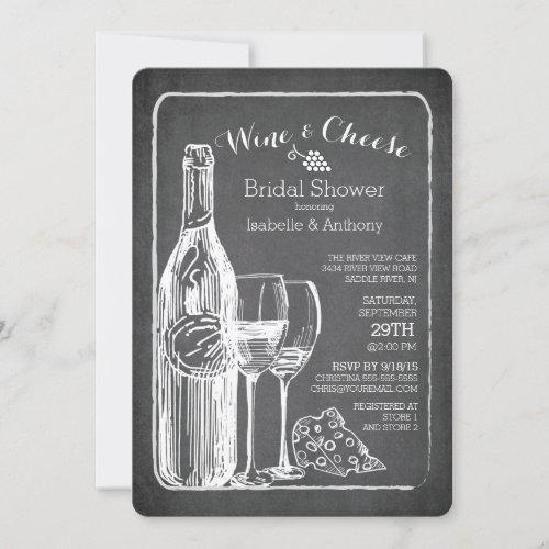 Modern Wine  Cheese Bridal Shower Invitation