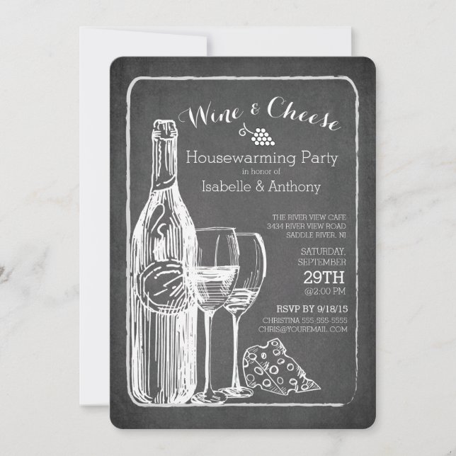 Modern Wine & Cheese Housewarming Party Invitation (Front)