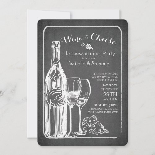 Modern Wine  Cheese Housewarming Party Invitation