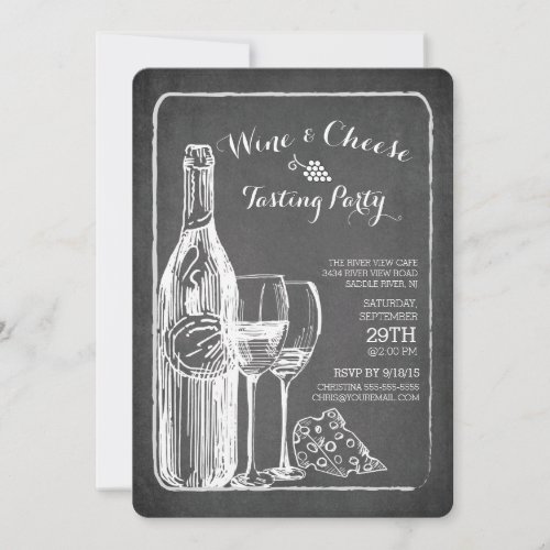 Modern Wine  Cheese Tasting Party Invitation