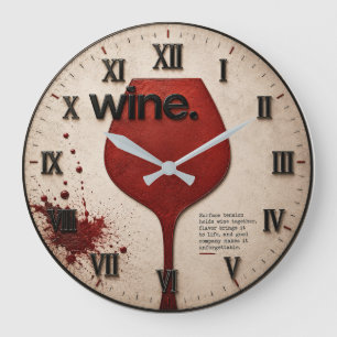 Modern Wine Glass Minimalist Large Clock