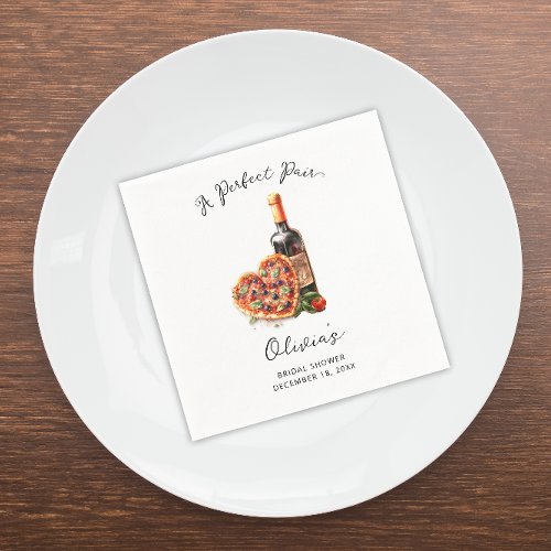 Modern Wine  Pizza Perfect Pair Rehearsal Dinner Napkins