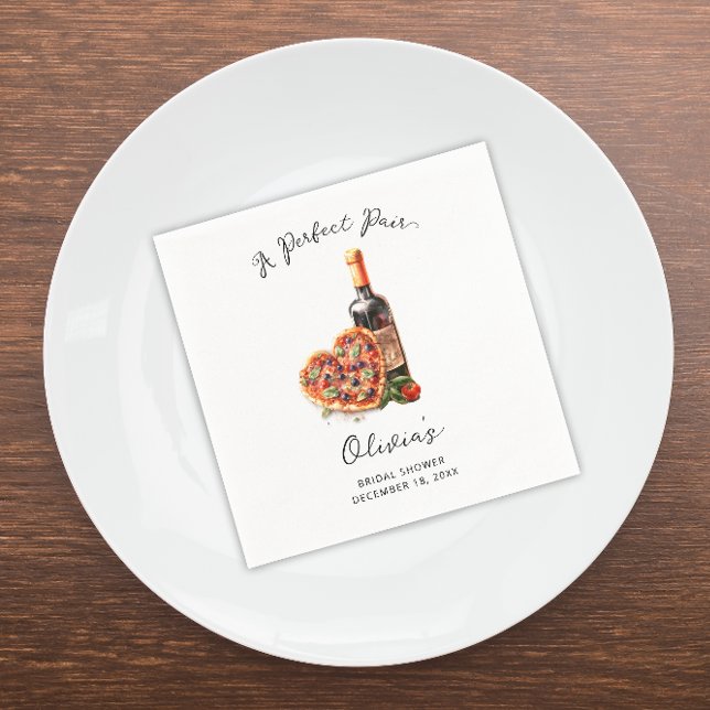 Modern Wine & Pizza Perfect Pair Rehearsal Dinner Napkins (Creator Uploaded)