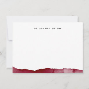 Modern Wine Red Burgundy Splash Custom Stationery Note Card