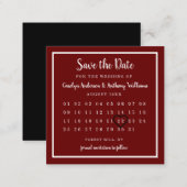 Modern Wine Red Calendar Save The Date Enclosure Card (Front/Back)