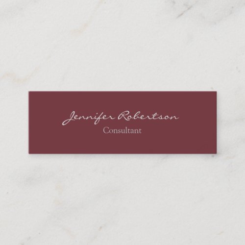 Modern Wine Red Color Plain Unique Slim Mini Business Card