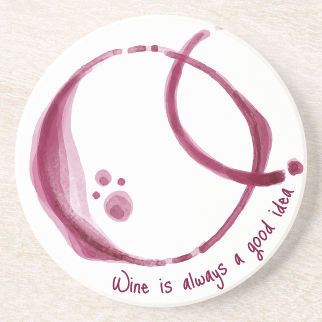 Modern Wine Stain - Sandstone Coaster (Front)