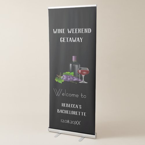 Modern Wine Tasting Bachelorette Black Welcome  Retractable Banner