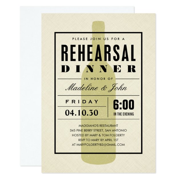 Modern Wine Wedding Rehearsal Dinner Invitations