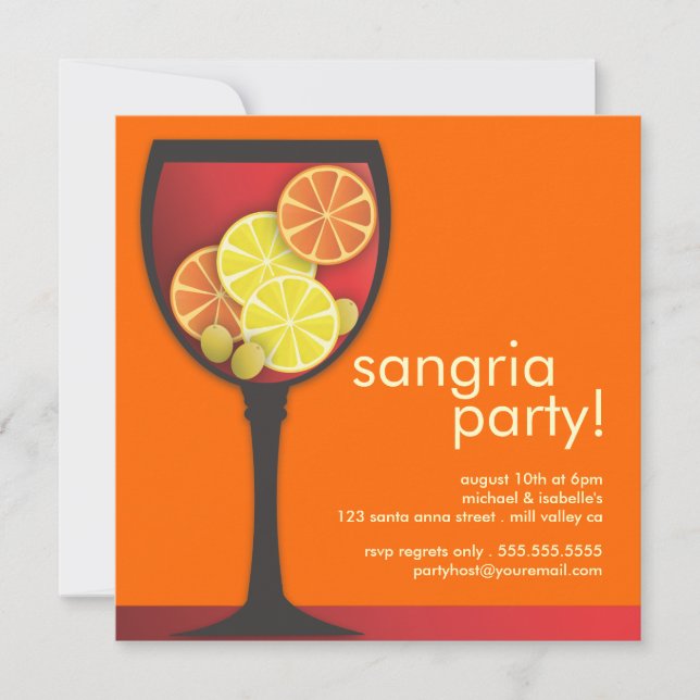 Modern Wineglass Sangria Party Invitation (Front)