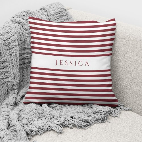 Modern Winery Red Striped Pattern Name  Throw Pillow