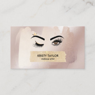 modern wink eyes with crown long lashes business card
