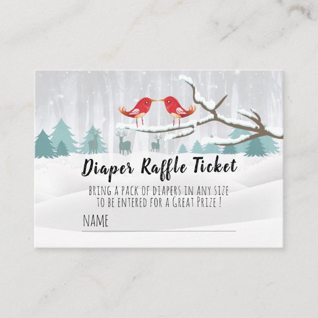 Modern Winter Baby Shower Diaper Raffle Ticket Enclosure Card (Front)
