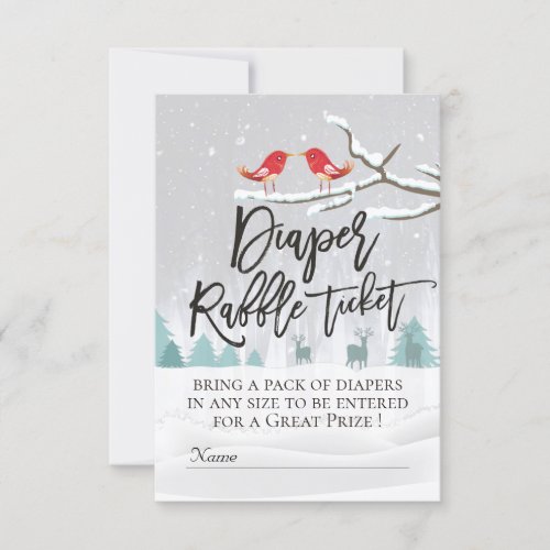 Modern Winter Baby Shower Diaper Raffle Ticket Invitation