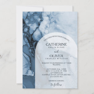 Modern Winter Blue Ice Arch Watercolor Wedding Invitation