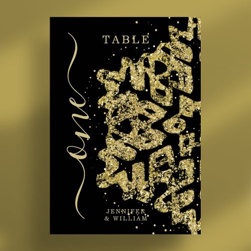 Modern Winter Christmas Holiday Wedding Gold Black Table Number