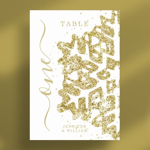 Modern Winter Christmas Holiday Wedding Gold Table Number