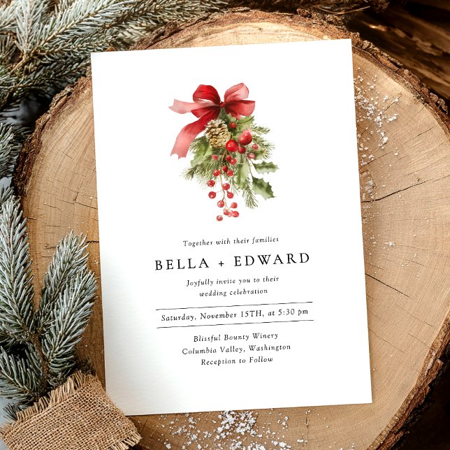 Modern Winter Christmas Minimalist Wedding Invitation (Creator Uploaded)