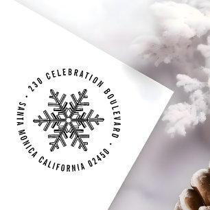 Modern Winter Christmas Snowflake Return Address Self-inking Stamp