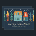 Modern Winter Christmas Town Business Holiday Card<br><div class="desc">Your business logo can be added

Available here:
http://www.zazzle.com/store/selectpartysupplies</div>