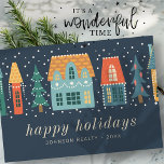 Modern Winter Christmas Town Business Holiday Card<br><div class="desc">Your business logo can be added

Available here:
http://www.zazzle.com/store/selectpartysupplies</div>