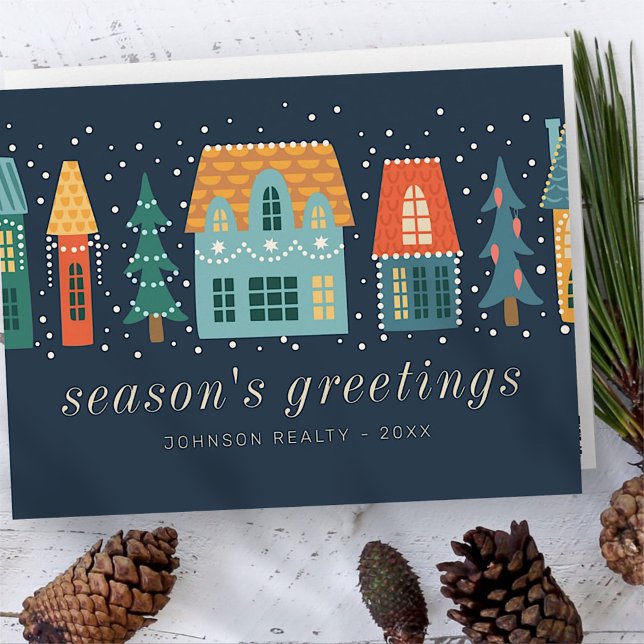 Modern Winter Christmas Town Business Postcard (Creator Uploaded)