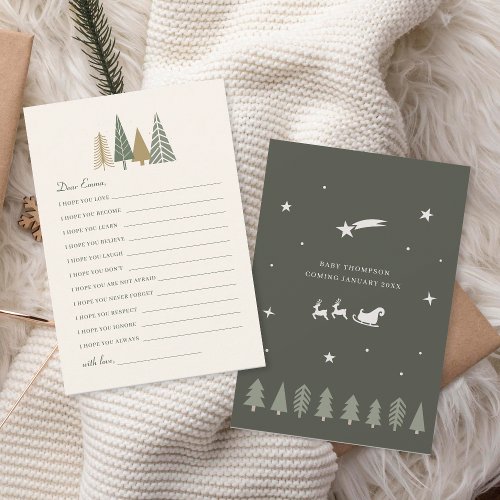 Modern Winter Christmas  Wishes For Baby Note Card