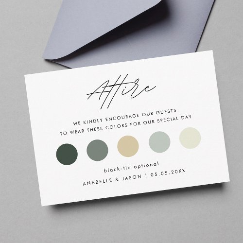 Modern Winter Color Palette Wedding Guest Attire Enclosure Card