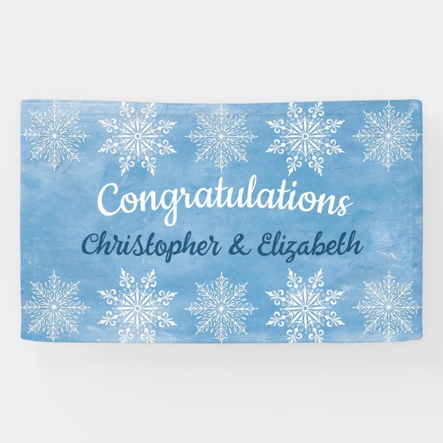 Modern Winter Congratulations Engagement Wedding Banner (Horizontal)