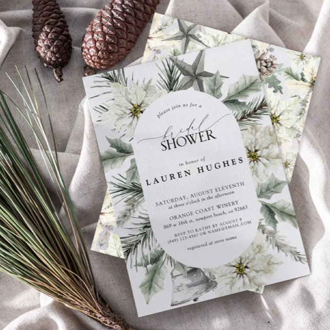 Modern Winter Evergreen Floral Bridal Shower Invitation (Creator Uploaded)