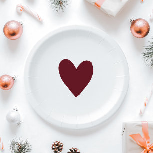 Modern Winter Festive Burgundy Red Baby Shower Paper Plates