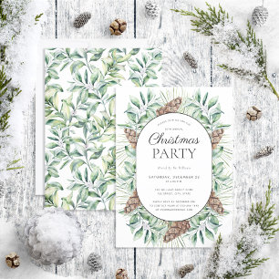 Modern Winter Fir Cone Christmas Party Invitation