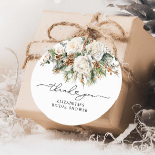 Modern Winter Floral Bridal Shower Thank You Favor Tags